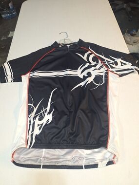 Primal Black & White Graphic Cycling Jersey with Red Trim